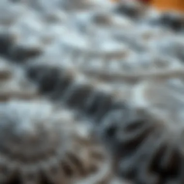 Close-up of textured 3D duvet cover showcasing intricate designs