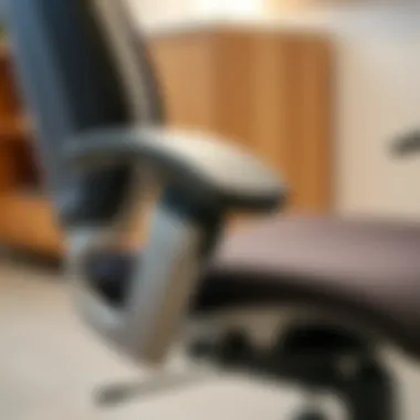 Close-up of adjustable features on an orthopedic office chair