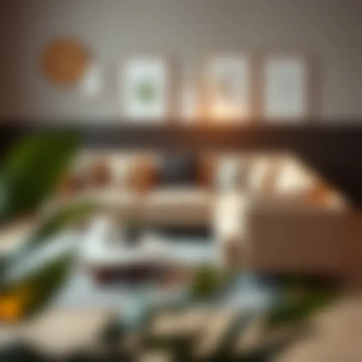 Aesthetic corner sofa arrangement with decorative pillows