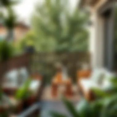 Aesthetic Furniture Arrangement on Balcony Aesthetic arrangement of furniture on wooden balcony