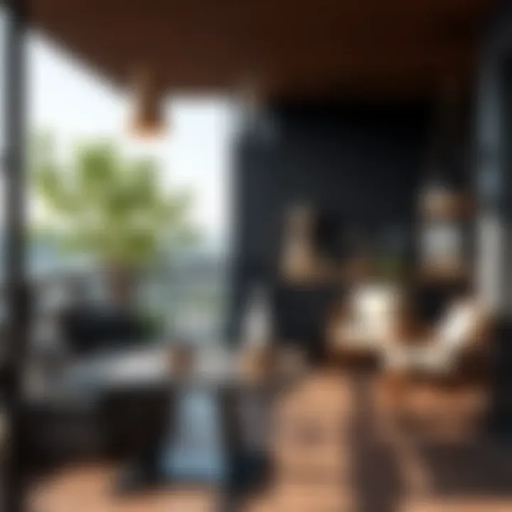 Elegant balcony with a stylish hanging table