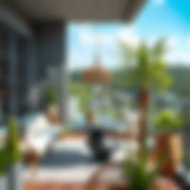 Functional outdoor space featuring a hanging table