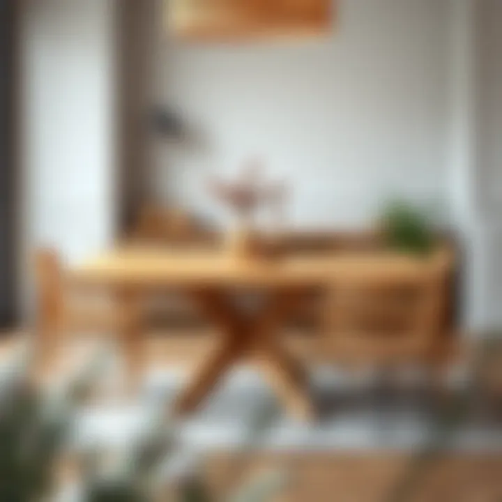 Stylish Bamboo Dining Table Set with Decorative Elements Stylish bamboo dining table set with decorative elements