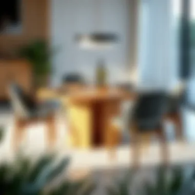 Elegant Bamboo Dining Table in a Modern Setting Elegant bamboo dining table in a modern setting