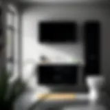 A sleek black bathroom cabinet showcasing modern design