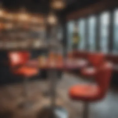 Colorful bar table set in a vibrant lounge