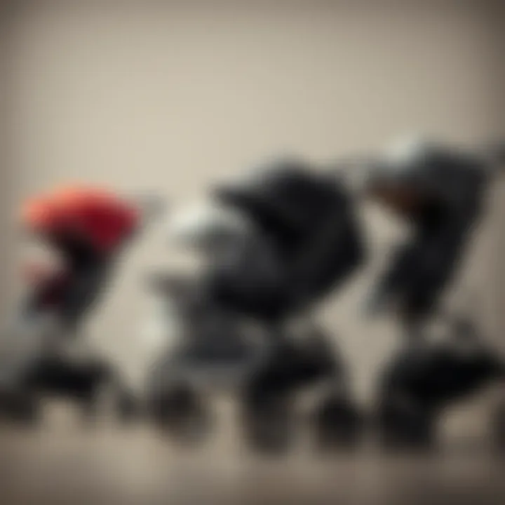 Comparison of various stroller models in folded position