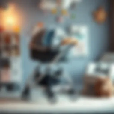 Baby walking stroller in a playroom