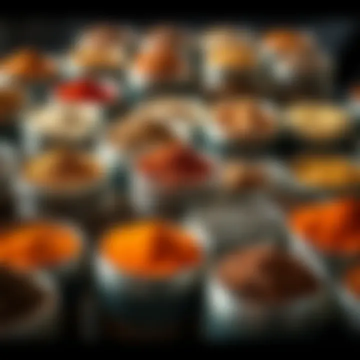 Variety of spices in Bernardo spice containers