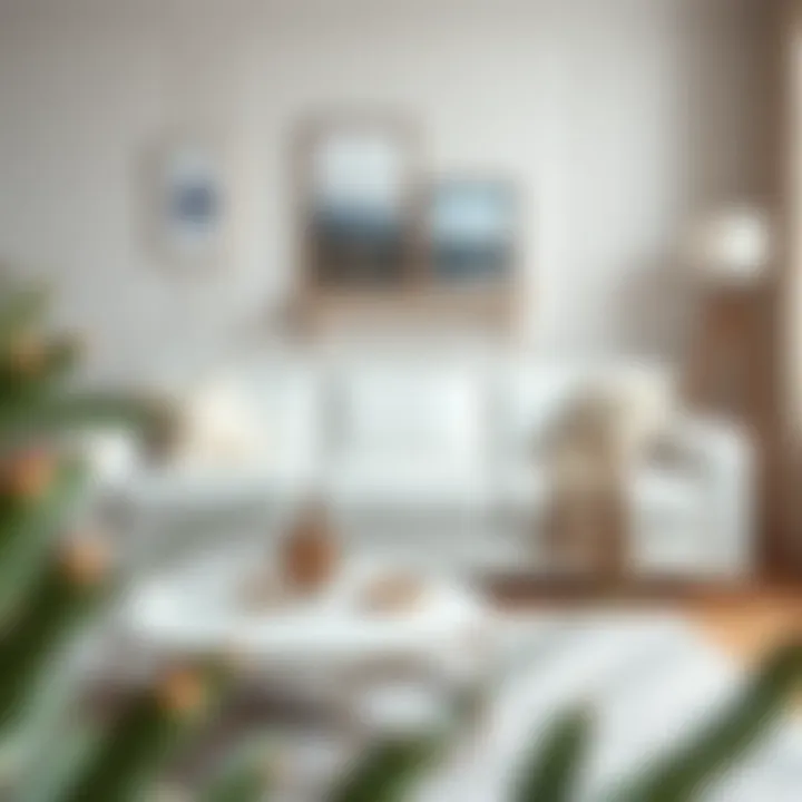 Stylish white couch with decorative cushions