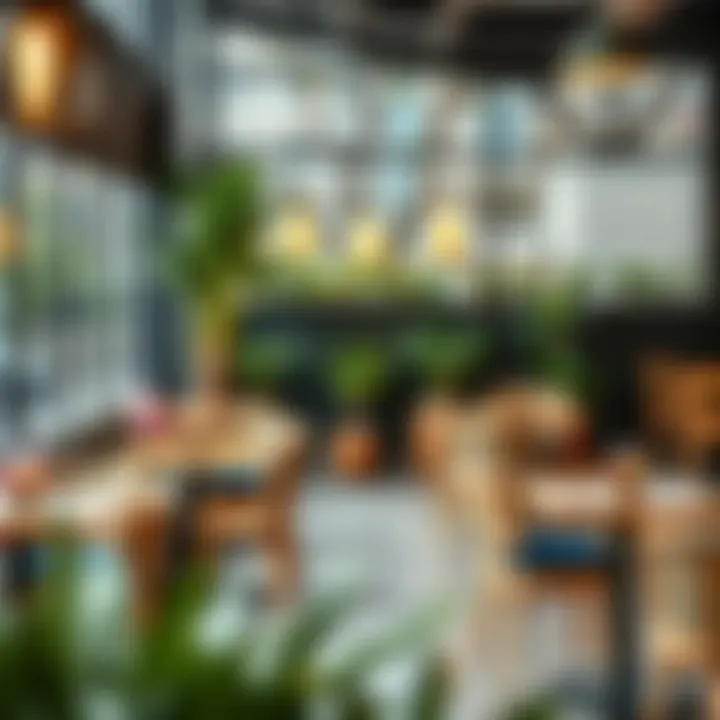 Inviting cafe setup with eclectic furniture choices enhancing the ambiance