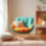 Cozy child room chair with colorful fabric