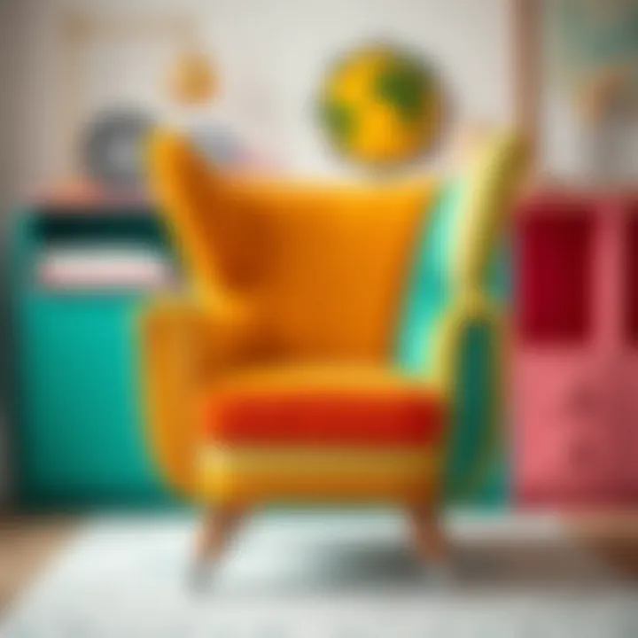 Elegant chair blended with vibrant colors for child room