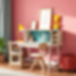 A stylish children's study desk with colorful decor