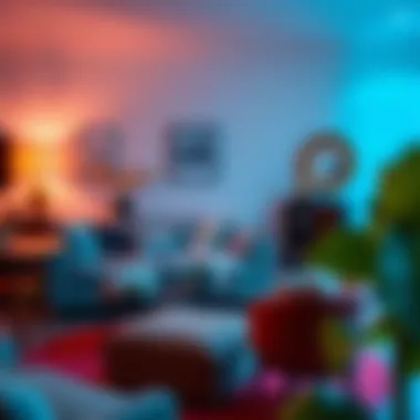 Cozy living room setup with warm colors and textures