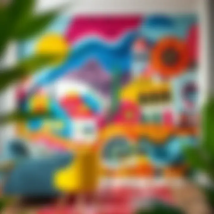 A lively and colorful mural that transforms a living space