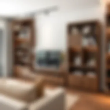 Stylish narrow living room design with smart storage solutions