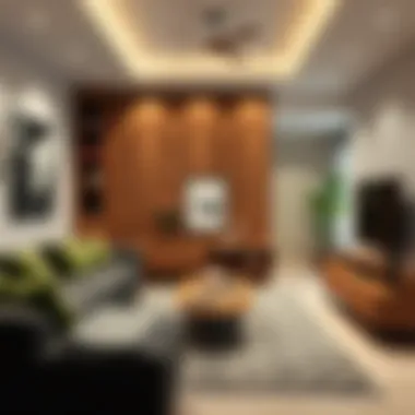 Functional narrow living room showcasing multipurpose furniture