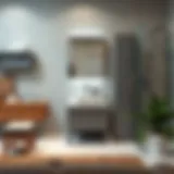 Sleek narrow bathroom cabinet showcasing modern design