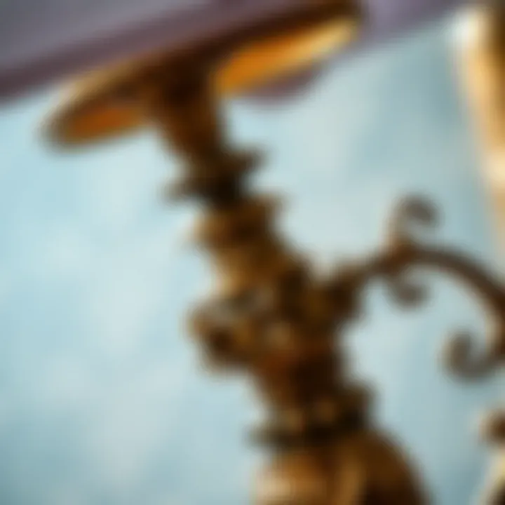 Close-up view of decorative elements on an ornate lamp