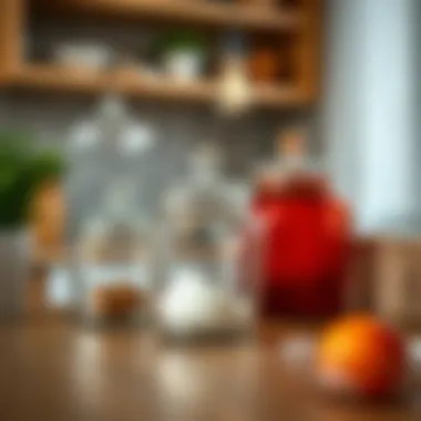 Decorative glass jars in a cozy kitchen setting