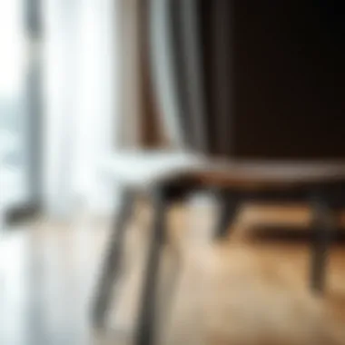 Close-up of a metal-legged chair showcasing design details