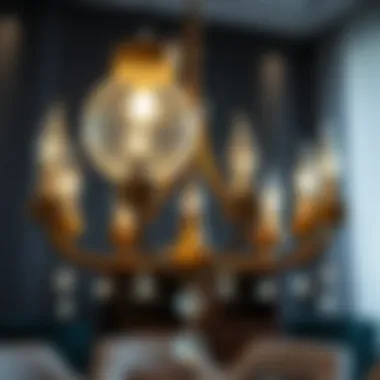 Detailed view of a modern chandelier showcasing craftsmanship