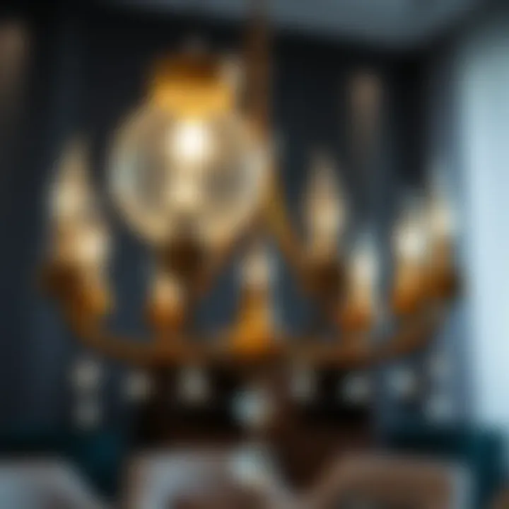 Detailed view of a modern chandelier showcasing craftsmanship