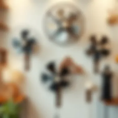 Artistic arrangement of wall fans in an interior space