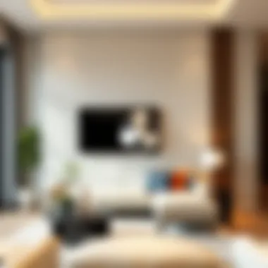 Elegant wall-mounted fan in a modern living room setting