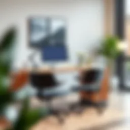 A modern electric height-adjustable desk in a stylish office setting