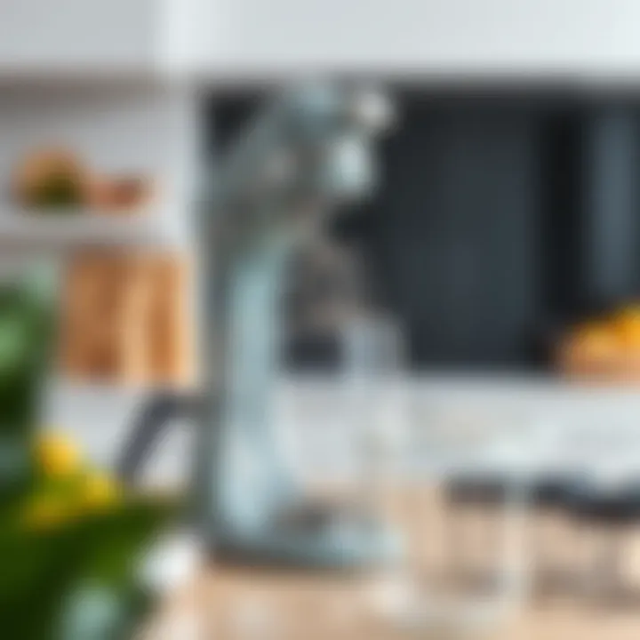A close-up view of a sleek electric mixer highlighting its design and functionality