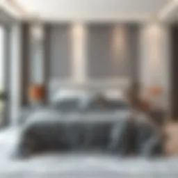 Elegant gray bedding set styled in a modern bedroom