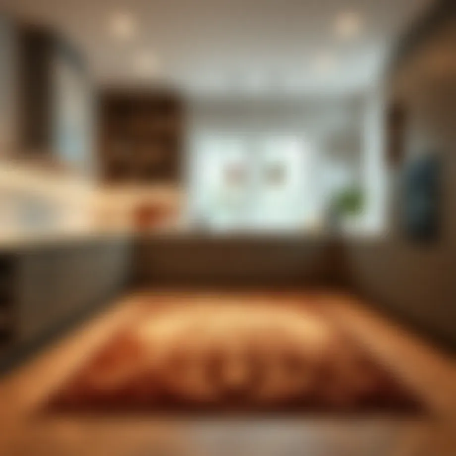 Elegant leather bottom kitchen rug enhancing modern decor