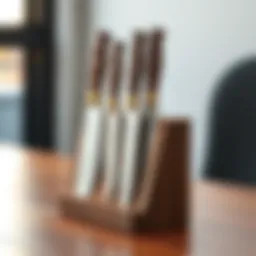 Elegant wooden knife stand showcasing a minimalist design