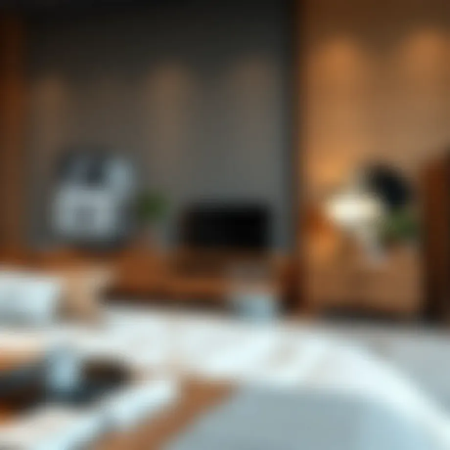 Stylish modern bedroom furniture arrangement