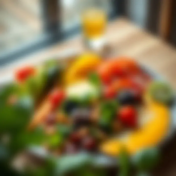 A modern brunch platter featuring healthy ingredients and vibrant colors.