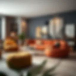 Elegant and modern bean bag seating arrangement in a cozy living room