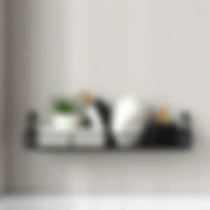 Stylish arrangement on a wrought iron bathroom shelf