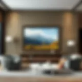 A stunning framed landscape painting enhancing a modern living room decor