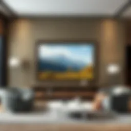 A stunning framed landscape painting enhancing a modern living room decor