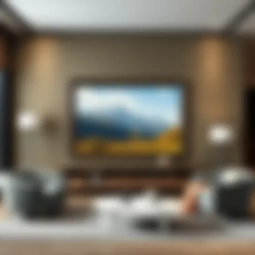 A stunning framed landscape painting enhancing a modern living room decor