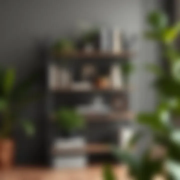 Functional Metal Bookcase with Greenery and Literature Functional metal bookcase styled with plants and books