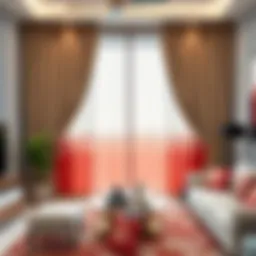 Elegant Galatasaray themed curtain in living room setting