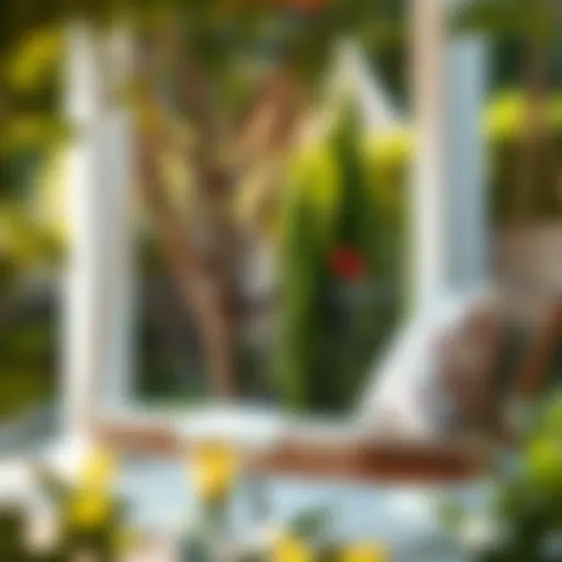 Luxurious garden swing cushion in a serene outdoor setting