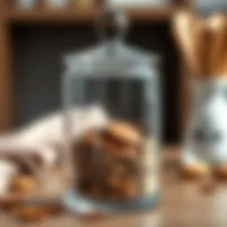 Stylish glass storage container filled with spices