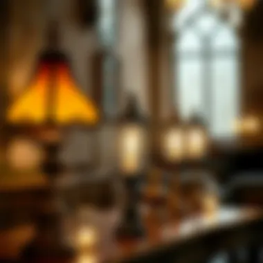 A historical setting featuring elegant old lamps