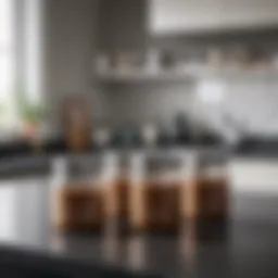 Elegant capsule coffee jars displayed on a kitchen countertop