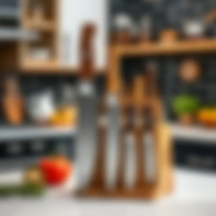 Essential Kitchen Knife Tools A pristine kitchen setting highlighting essential knife tools