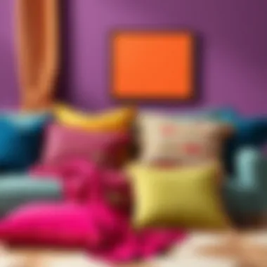 Vibrant color palette showcasing complementary cushions and throws